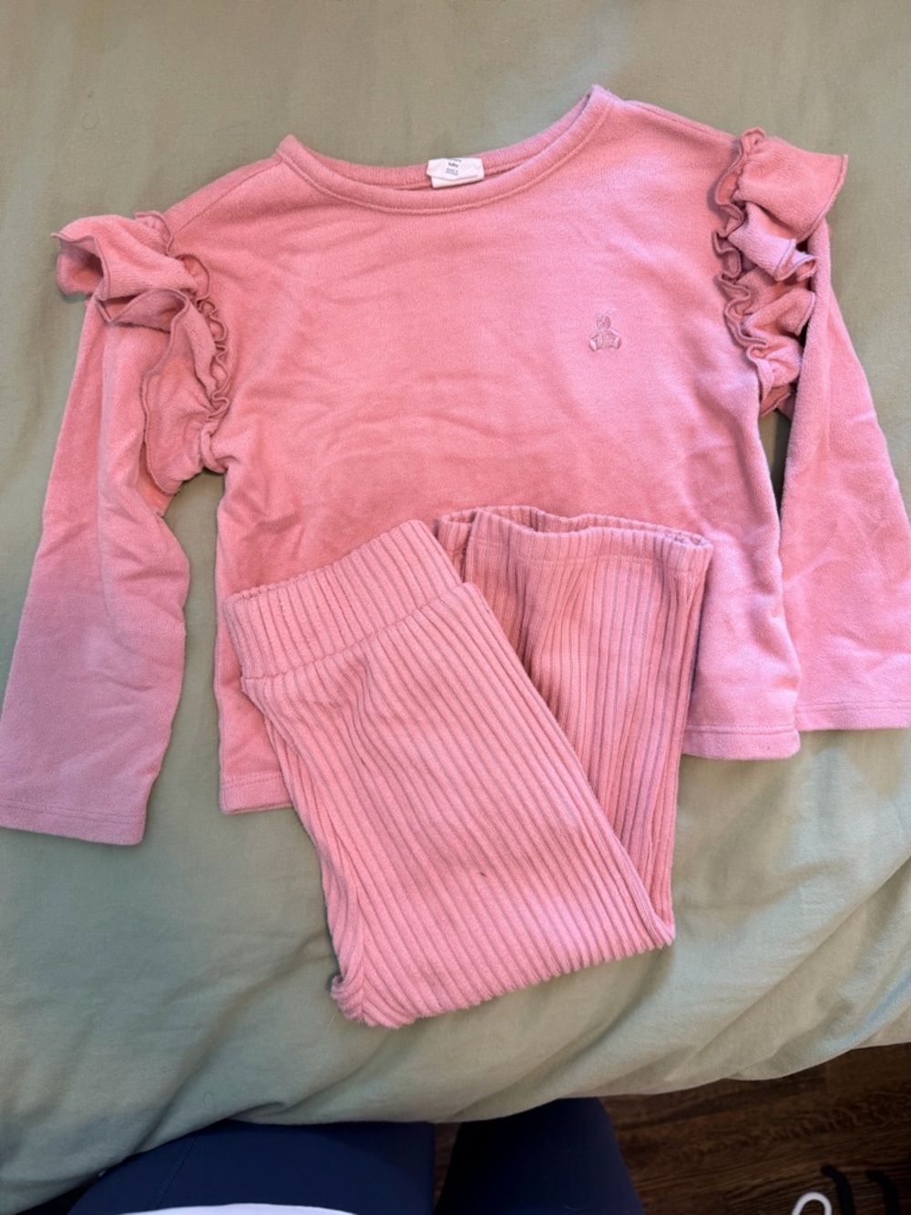 GAP Pink Girls Long Sleeve Top and Ribbed Pants Set